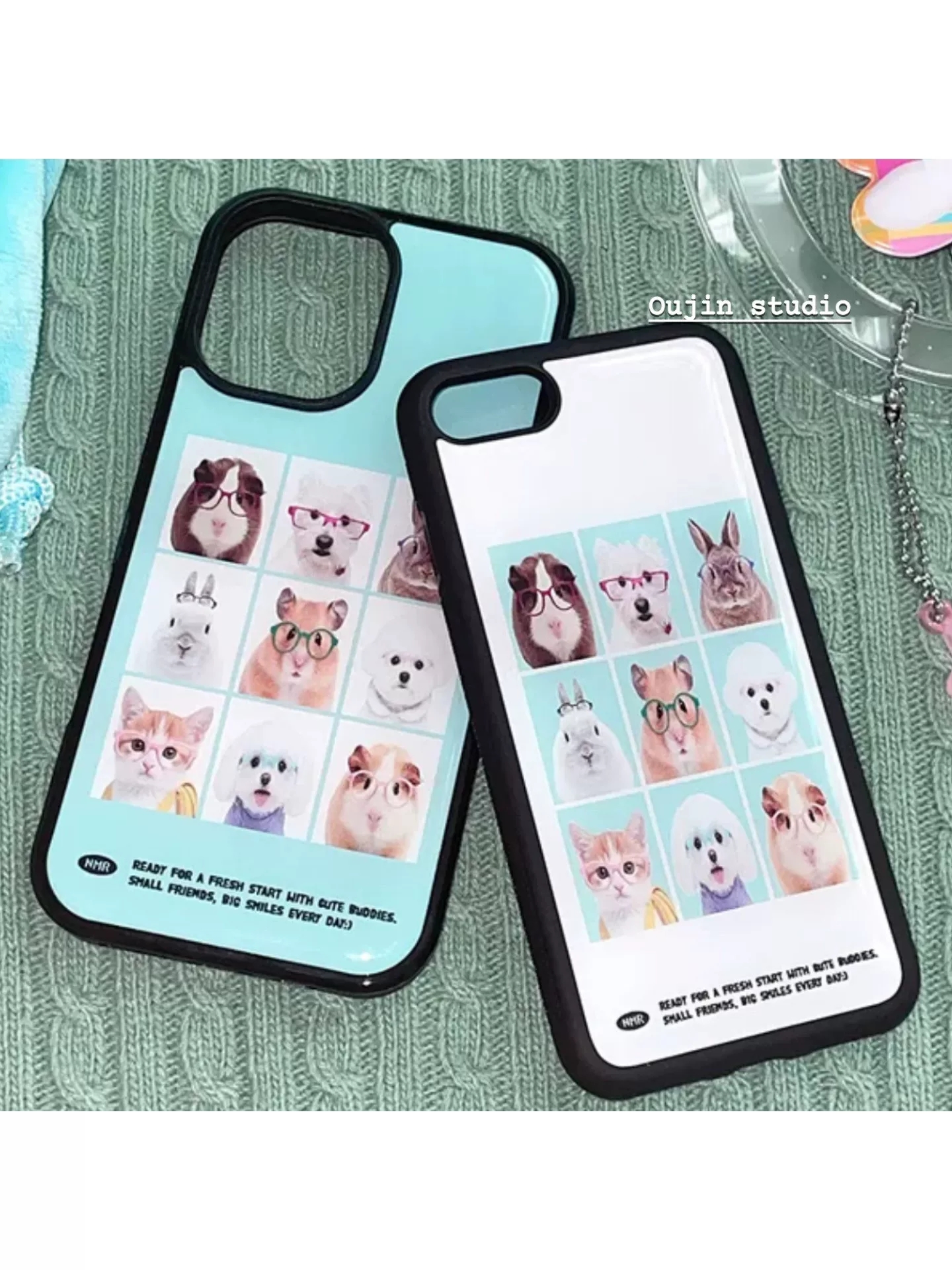 Phone Cases Drop Proof - Korean Cute Animal Head Stickers Kawaii
