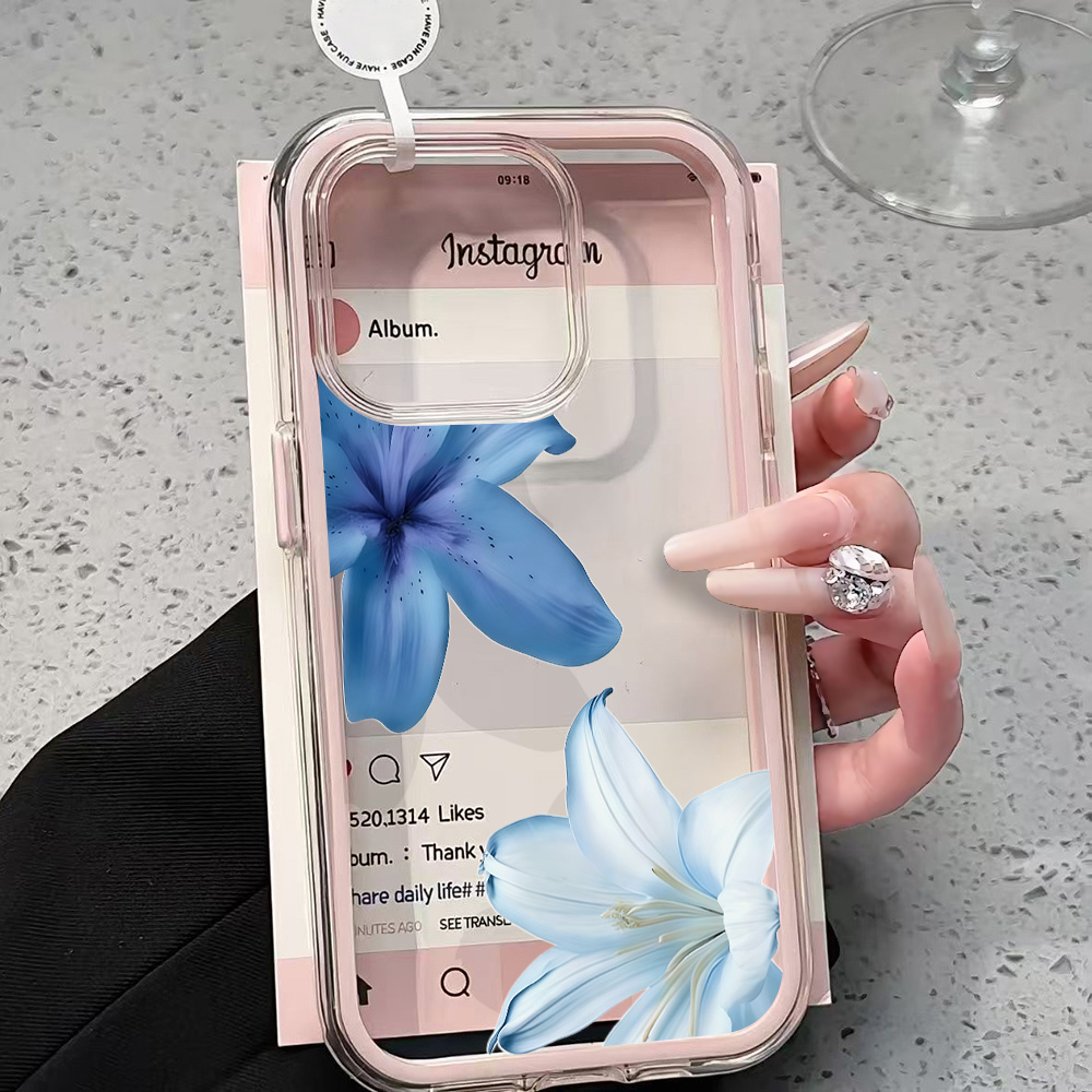 Phone Cases Durable - Blue Lily Flower Clear Phone Case