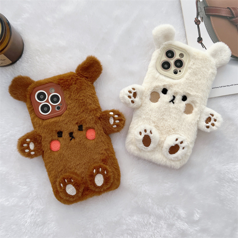 Korean 3D Cartoon Bear Fluffy  - Phone Cases Durable recensie en prijs