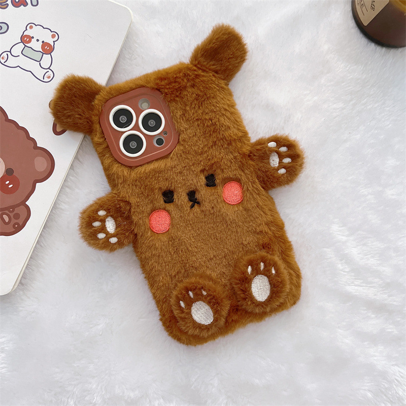 Korean 3D Cartoon Bear Fluffy  - Phone Cases Durable recensie en prijs