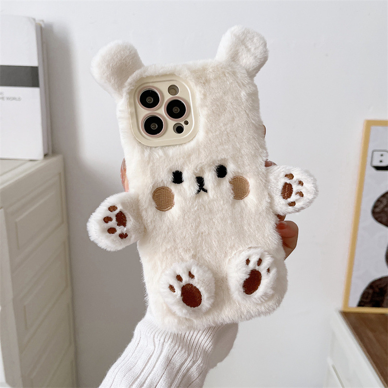 Korean 3D Cartoon Bear Fluffy  - Phone Cases Durable recensie en prijs