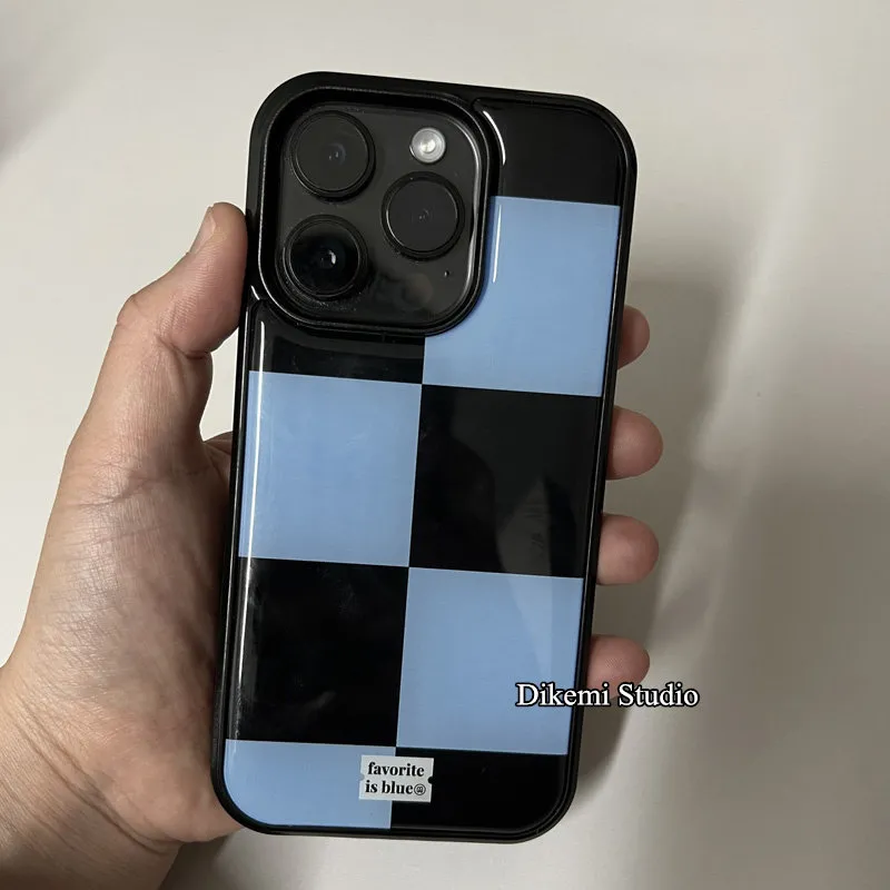 Korean ins Black and Blue Grid - Phone Cases Drop Proof recensie en prijs