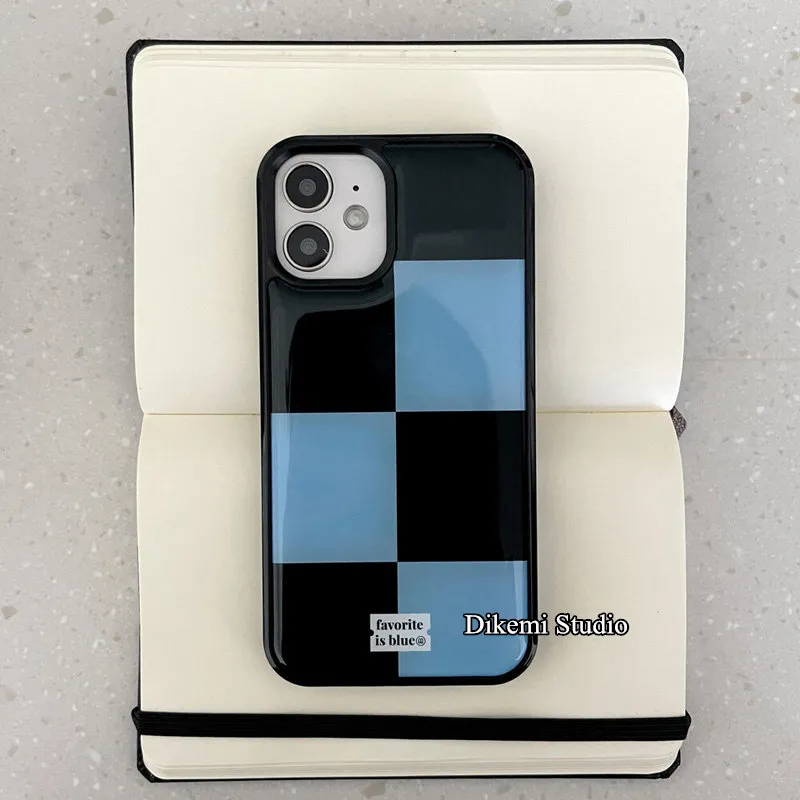 Korean ins Black and Blue Grid - Phone Cases Drop Proof recensie en prijs